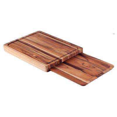 Kit Tábua + Bandeja Churrasco Em Madeira Teca Fsc Com Acabamento Em óleo Mineral