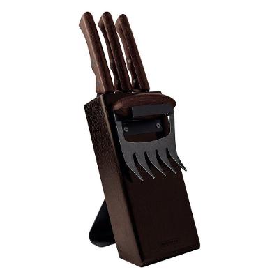 Kit Para Churrasco Churrasco Black Com Lâminas De Aço Inox Escurecido E Cabos De Madeira