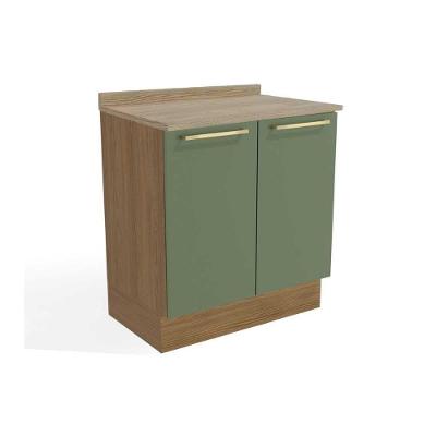 Balcão de Cozinha Modulado Botanic M623 2 Portas c/Tampo 80cm Nogueira/Oliva/Nogueira - Kappesberg