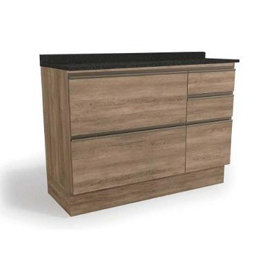 Balcão De Cozinha Modulado Maxxi G746 4 Gavetas E 1 Porta C/tampo 120cm Nogal/preto Brilho - Kappesberg