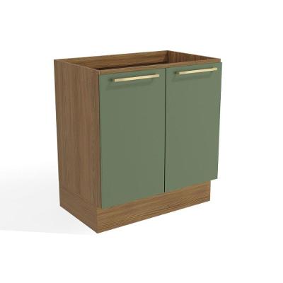 Balcão de Cozinha Modulado Botanic M623 c/ 2 Portas s/Tampo 80cm Nogueira/Verde Oliva - Kappesberg