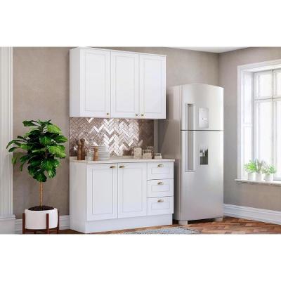 Kit de Cozinha Modulada 3 Peças Americana (1 Aéreo. 1 Balcão, 1 Complemento) Branco - Henn