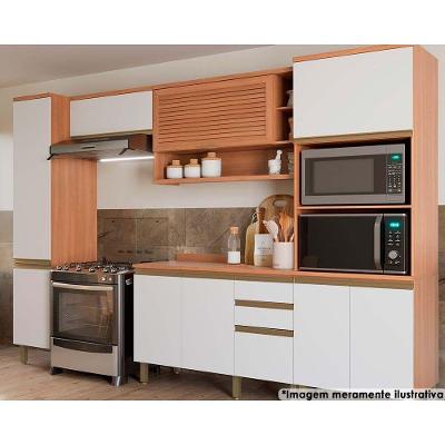 Kit de Cozinha Completa 5 Peças Thela Macadâmia (2Aéreos+1Balcão+2Paneleiros) CZC20 Freijo/Branco - Telasul