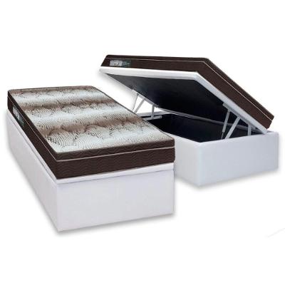 Cama Box Baú Solteiro: Colchão Ortopédico Ortobom Light + Base CRC Courano White(88x188)