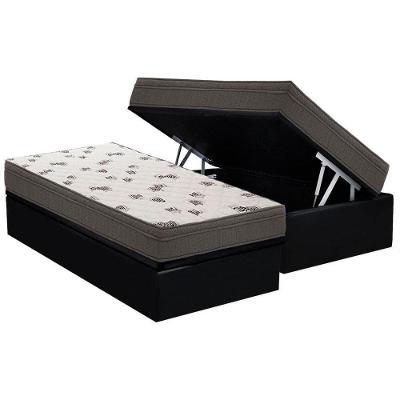 Cama Box Baú Solteiro: Colchão Espuma D45 Ortobom Light + Base CRC Suede Black(88x188)
