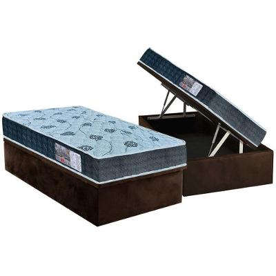 Cama Box Baú Solteiro: Colchão Espuma D45 Orthoflex  / EP Cecina + Base CRC Suede Brown(88x188)