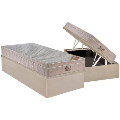 Cama Box Baú Solteiro: Colchão Molas Ensacadas Ortobom SuperPocket Fort Airtech Spring + Base CRC Suede Clean(88x188)