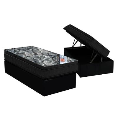 Cama Box Baú Solteiro: Colchão Molas Ortobom Nanolastic Fort Tech Iso + Base Crc Suede Black(88x188)