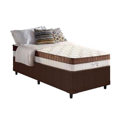 Cama Box Solteiro: Colchão Molas Ensacadas Anjos MasterPocket  New King + Base Courano Brown(88x188)