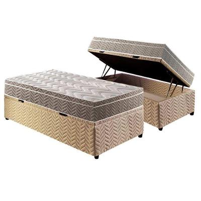 Cama Box Baú Solteiro: Colchão Ortopédico Paropas D33 / EP Confort Ultra Firme + Base CRC Suede Clean(88x188)