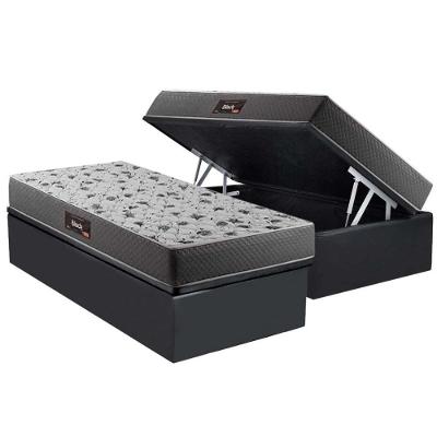 Cama Box Baú Solteiro: Colchão Anatômico Herval D28 / AG65 Black Double Face + Base CRC Suede Gray(88x188)