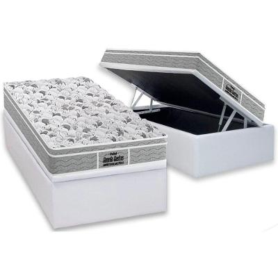 Cama Box Baú Solteiro: Colchão Ortopédico Probel D45 - Ep Guarda Costas Próextreme Plus + Base Crc Courano White(88x188)