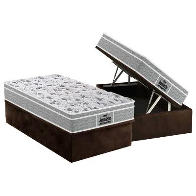 Cama Box Baú Solteiro: Colchão Anatômico Probel D45 - Ep Guarda Costas Próextreme Plus + Base Crc Suede Brown(88x188)