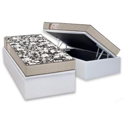 Cama Box Baú Solteiro: Colchão Espuma Ortobom D26 Physical Ultra Resistente + Base CRC Courano White(88x188)
