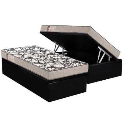 Cama Box Baú Solteiro: Colchão Espuma Ortobom D26 Physical Ultra Resistente + Base CRC Courano Black(88x188)