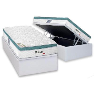 Cama Box Baú Solteiro: Colchão Molas MasterPocket Ensacadas Herval   Meditare + Base CRC Courano White(88x188)