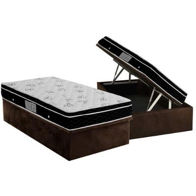 Cama Box Baú Solteiro: Colchão Molas Ortobom Nanolastic Physical + Base CRC Suede Brown(88x188)
