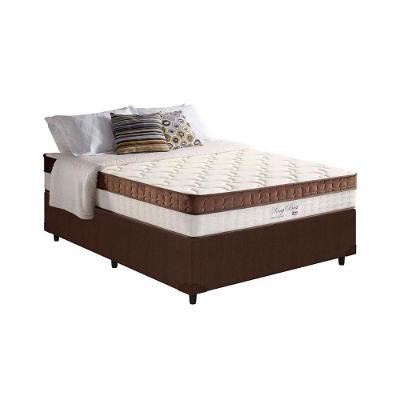 Cama Box Casal: Colchão Molas Ensacadas Anjos MasterPocket  New King + Base Courano Brown(138x188)