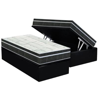 Cama Box Baú Solteiro: Colchão Molas Orthoflex Bonnel Venezia + Base CRC Suede Black(88x188)