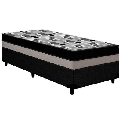 Cama Box Solteiro: Colchão Anatômico Ortobom D33/EP  ISO 100 Double Face + Base CRC Courano Black(88x188x20)