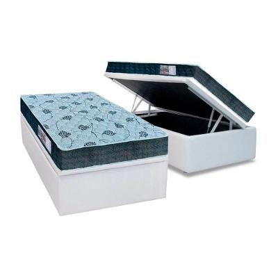 Cama Box Baú Solteiro: Colchão Espuma D45 Orthoflex  / EP Cecina + Base CRC Courano White(88x188)