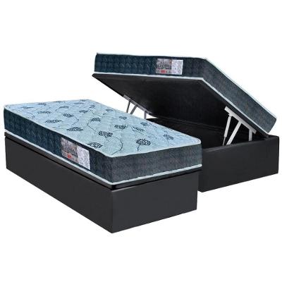 Cama Box Baú Solteiro: Colchão Espuma D45 Orthoflex  / EP Cecina + Base CRC Suede Gray(88x188)