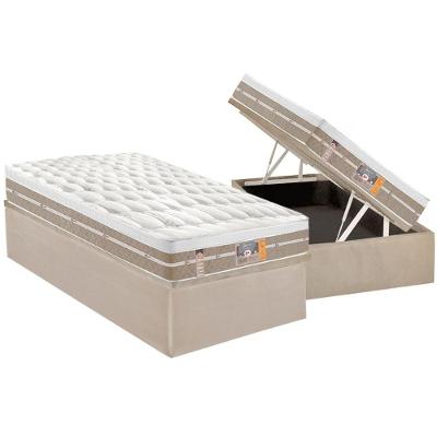 Cama Box Baú Solteiro: Colchão Molas Ensacadas Castor Pocket Silver Star Air One Face + Base CRC Suede Clean(88x188)