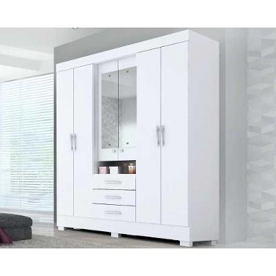 Guarda Roupa Casal 6 Portas e 9 Gavetas c/ Espelho Débora Branco - ACP