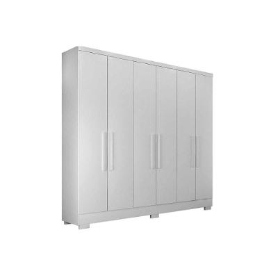 Guarda Roupa Solteiro 6 Portas e 4 Gavetas c/ Espelho e Pés Milly Branco - Novo Horizonte