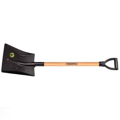 Pá Quadrada 464-30 Em Aço Com Cabo De Madeira 71 Cm Com Empunhadura Plástica Reta Ergonôm