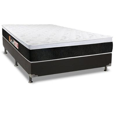 Cama Box Casal: Colchão Espuma D45 Castor  Black e White AIR + Base CRC Suede Black(138x188)
