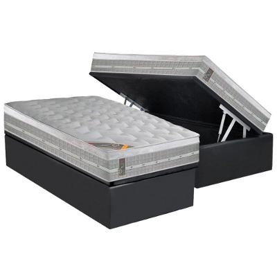 Cama Box Baú Solteiro: Colchão Molas Pocket Ensacadas Castor  Premium Gel + Base CRC Suede Gray(88x188)