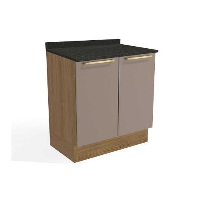 Gabinete De Cozinha Modulado Balcão Botanic M623 2 Portas C-tampo 80cm Nogueira-fendi-preto Brilho - Kappesberg