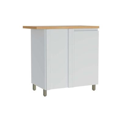 Gabinete de Cozinha Modulado Balcão Rainha Canto Reto Dir/Esq 1 Porta c/Tampo 92cm Branca/Nature - Nesher