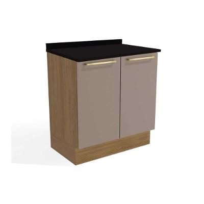 Gabinete De Cozinha Modulado Balcão Botanic M623 2 Portas C-tampo 80cm Nogueira-fendi-preto - Kappesberg