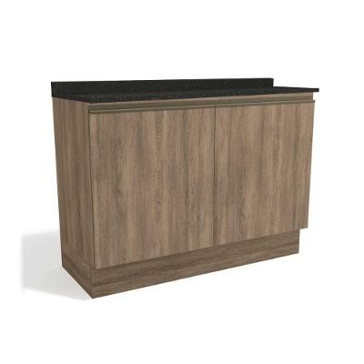 Gabinete De Cozinha Modulado Balcão Maxxi G745 2 Portas C-tampo 120cm Nogal-preto Brilho - Kappesberg