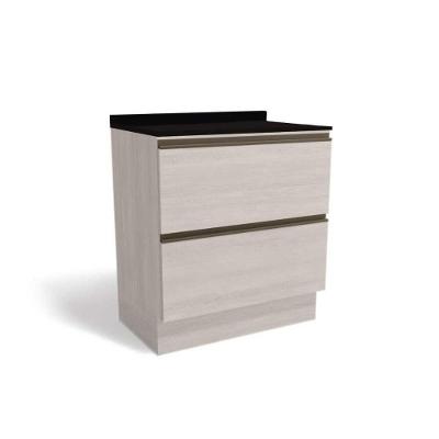 Gabinete de Cozinha Modulado Balcão Maxxi G755 2 Gavetas c/Tampo 80cm Branco/Preto - Kappesberg
