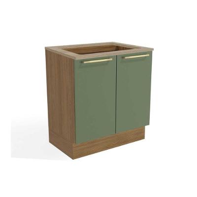 Módulo Cozinha Kappesberg Botanic Balcão Botanic M623 p/Cooktop 2 Portas c/Tampo 80cm Nogueira/Oliva/Nogueira - Kappesberg