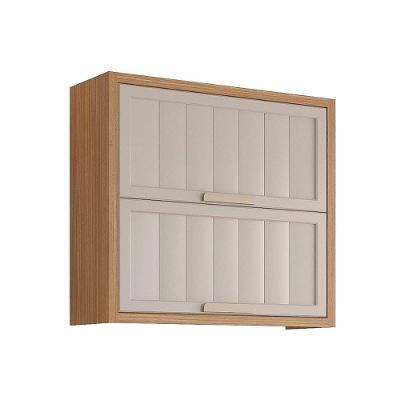 Módulo Cozinha MGM Estela Armário c/2 Portas Basculantes Ripada 80 cm Freijo/Off White-MGM