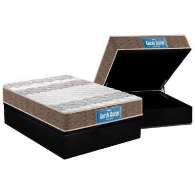 Cama Box Baú Casal: Colchão Espuma Probel D33 / EP Guarda Costas PróIntense Plus Double Face + Base CRC Courano Black(138x188)