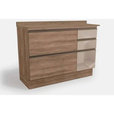 Balcão de Cozinha Modulado Maxxi G747 4 Gavetas c/ Vidro e 1 Porta c/Tampo 120cm Nogal/Nogal - Kappesberg