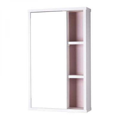 Espelho para Banheiro com Armário Branco e Rosa 69 X 42cm
