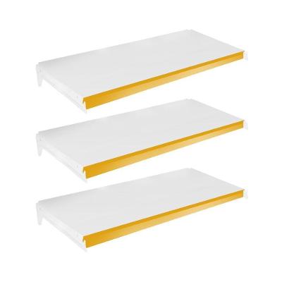 Kit 3 Bandejas Prateleiras 40x91 Para Gôndolas New Plus Com Porta Etiquetas Amarelo - Sa Gôndolas