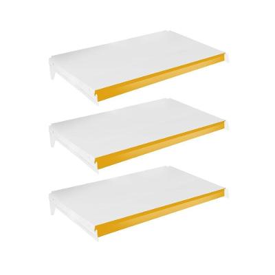 Kit 3 Bandejas Prateleiras 40x73 Ponta Para Gôndolas New Plus Com Porta Etiquetas Amarelo