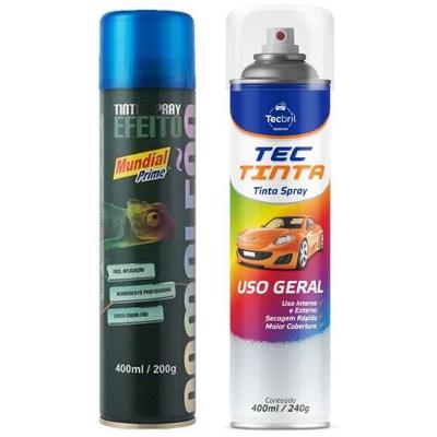 Kit Tinta Spray Camaleao Azul 400ml + Verniz Spray Sem Variação único