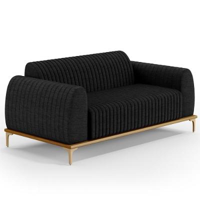 Sofá 210cm 3 Lugares Base Gold D06 Linho D-465 Chumbo
