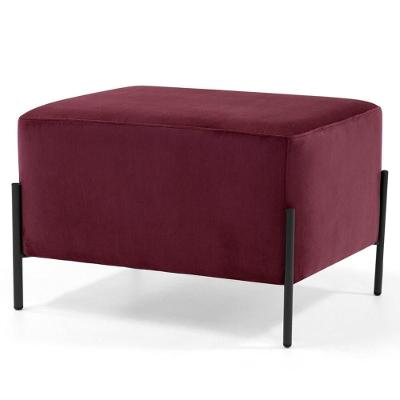 Puff Decorativo 60cm Base Aço Status B-278 Veludo Marsala