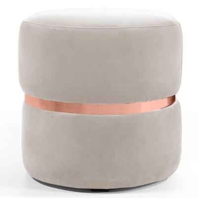 Puff Decorativo Com Cinto Rosê Round B-309 Bege Claro