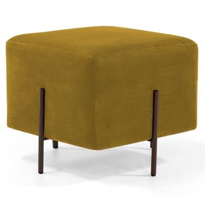Puff Decorativo 45cm Base Aço Status B-279 Veludo Mostarda
