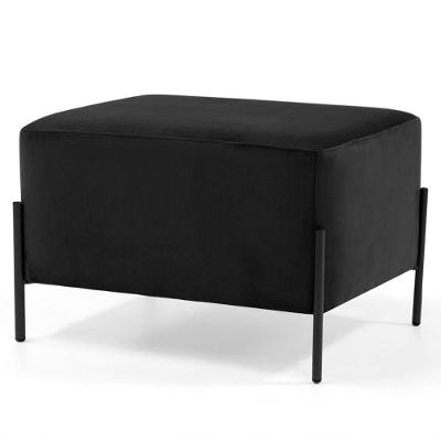 Puff Decorativo 60cm Base Aço Status B-300 Veludo Preto
